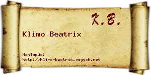 Klimo Beatrix névjegykártya